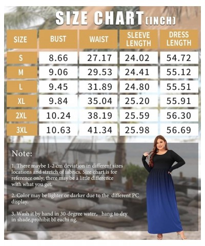 Women Plus Size Long Sleeve Maxi Dress Casual Loose Plain Fall Long Flowy Dress with Pockets Long Sleeve-black Blue $9.89 Dre...