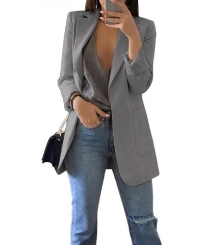 Blazers for Women Business Casual 2024 Spring Open Front Long Sleeve Work Office Jackets Blazer with Pockets B-gray $9.27 Bla...