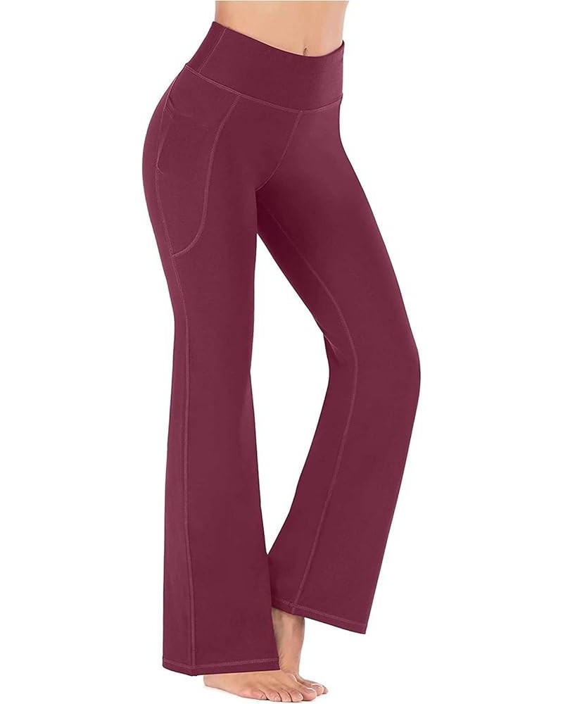 Yoga Pants with Pockets for Women Tummy Control Workout Leggings High Waist Running Hiking Workout Athletic Pants G-wine $10....