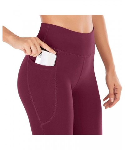 Yoga Pants with Pockets for Women Tummy Control Workout Leggings High Waist Running Hiking Workout Athletic Pants G-wine $10....