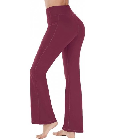 Yoga Pants with Pockets for Women Tummy Control Workout Leggings High Waist Running Hiking Workout Athletic Pants G-wine $10....