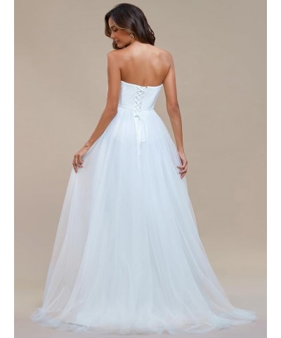 Women's Strapless A-line Empire Waist Tulle Elegant Simple Wedding Dress 01775 White $47.69 Dresses