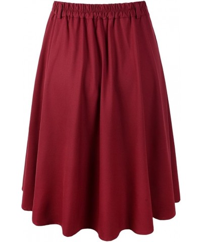 Womens A-line Flared Pleated Knee Length Skirt 1950s Vintage Rockabilly Swing Merlot $17.30 Skirts