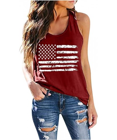 Racer Back Tank Tops Womens 4th of July Workout Tank Top Summer Loose Fit American Flag Shirts Cooling Racerback Tanks B1_red...