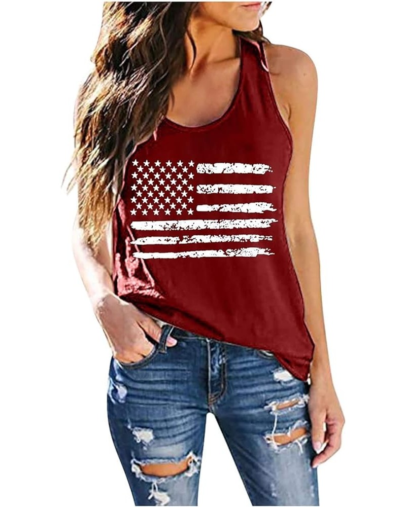 Racer Back Tank Tops Womens 4th of July Workout Tank Top Summer Loose Fit American Flag Shirts Cooling Racerback Tanks B1_red...