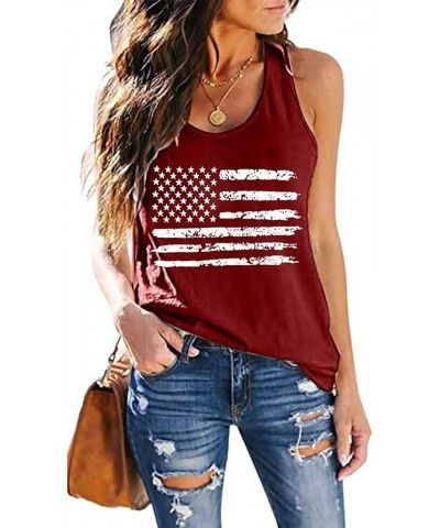 Racer Back Tank Tops Womens 4th of July Workout Tank Top Summer Loose Fit American Flag Shirts Cooling Racerback Tanks B1_red...