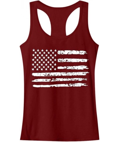 Racer Back Tank Tops Womens 4th of July Workout Tank Top Summer Loose Fit American Flag Shirts Cooling Racerback Tanks B1_red...