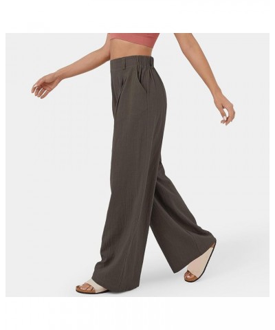 Womens Wide Leg Trouser Pants Pleated Work Pants Elastic High Waist Solid Color Palazzo Pants with Pockets Auburn $11.04 Pants