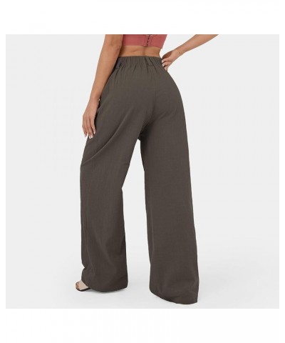 Womens Wide Leg Trouser Pants Pleated Work Pants Elastic High Waist Solid Color Palazzo Pants with Pockets Auburn $11.04 Pants