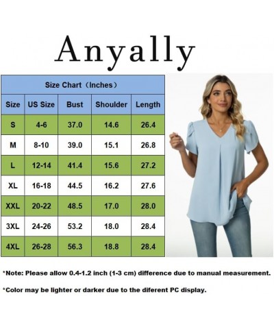 Women's Plus Size Summer Dressy Chiffon Blouses Short Sleeve V Neck Tunic Tops for Leggings Casual T-Shirts Petal Sleeve/Gray...