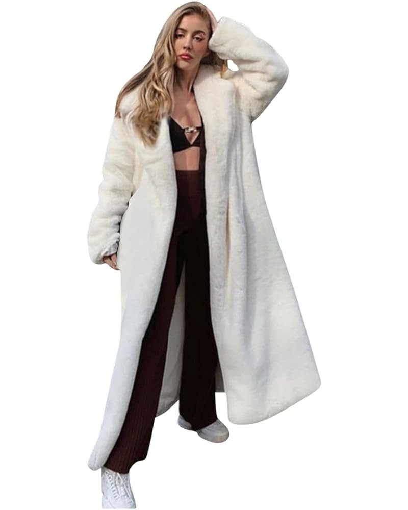 Winter Coats for Women's Plus Size Faux Fox Fur Jackets Hoodie Solid Color Long Cardigans Comfy Warm Outwear 2-white $20.63 C...