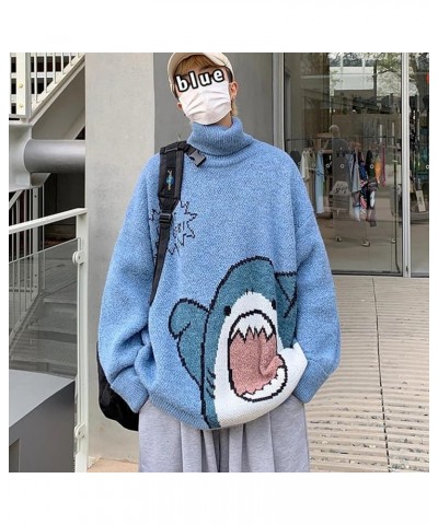 Women Sweater Long Sleeve Flame Bat Sleeve Jumper Oversized Casual Knitting Pullover Tops Turtlenecks-blue $12.40 Sweaters