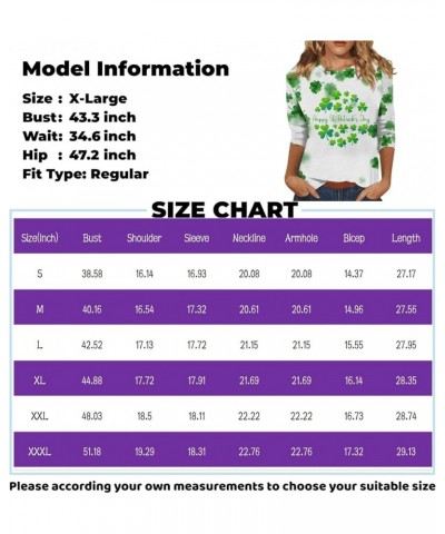 Women's Fashion Outfits, Women's Casual Three Quarter Length Sleeve Printed Round Neck Tops A2-mint Green $8.82 Activewear