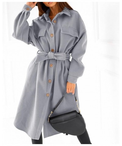 Women Winter Coats,Women's Long Sleeve Slim Fit Warm Winter Wool Blend Pea Coat Overcoat Button Down Shirt Pocket Z22grey $7....