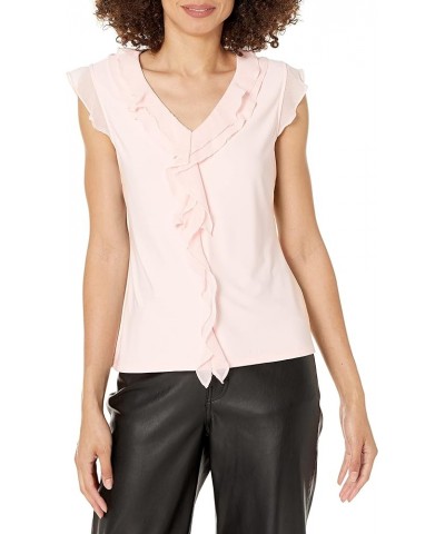 Women's Mixed Media Blouse Ballerina Pink $16.56 Blouses