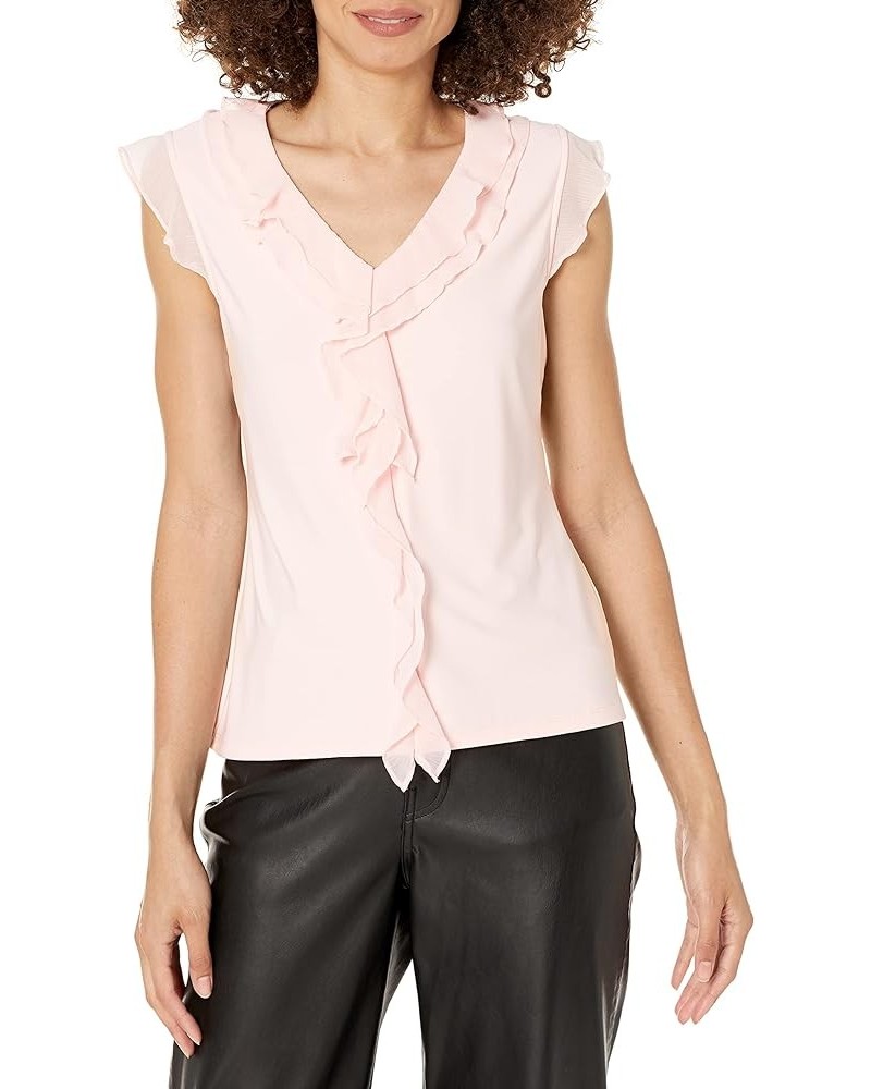 Women's Mixed Media Blouse Ballerina Pink $16.56 Blouses