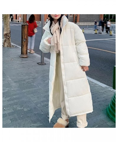 Womens Winter Coats Long Hooded Warm Thickened Quilted Jackets Plus Size Zip Up Outerwear Full Length Puffer Jackets A01-whit...