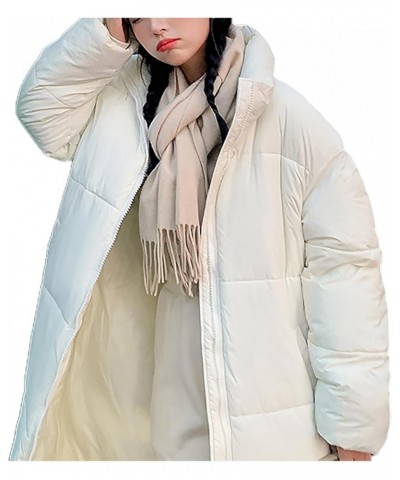 Womens Winter Coats Long Hooded Warm Thickened Quilted Jackets Plus Size Zip Up Outerwear Full Length Puffer Jackets A01-whit...