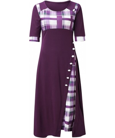 Women's Elegant Maxi Long Dresses Button Down Sleeveless A Line Dress Summer Plus Size Work Formal Dress with Pockets 17-purp...