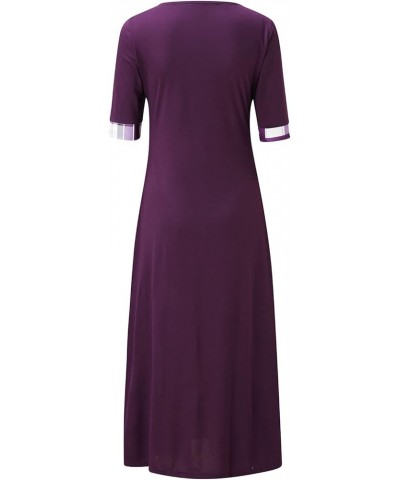 Women's Elegant Maxi Long Dresses Button Down Sleeveless A Line Dress Summer Plus Size Work Formal Dress with Pockets 17-purp...