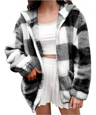 Plaid Shacket Womens, Fuzzy/Flannel Shacket Jacket Long Sleeve Hooded/No Hood Shackets Jacket Fall Fashion Clothes Z1new-blac...