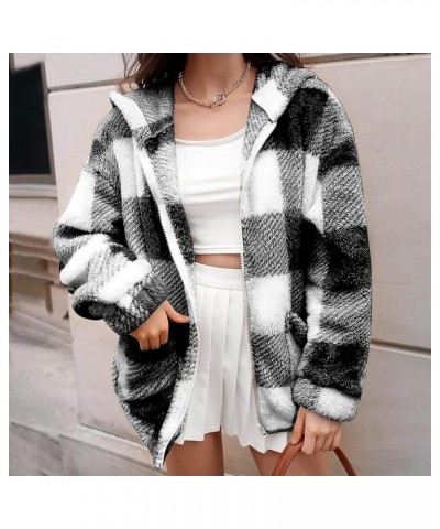 Plaid Shacket Womens, Fuzzy/Flannel Shacket Jacket Long Sleeve Hooded/No Hood Shackets Jacket Fall Fashion Clothes Z1new-blac...