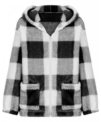 Plaid Shacket Womens, Fuzzy/Flannel Shacket Jacket Long Sleeve Hooded/No Hood Shackets Jacket Fall Fashion Clothes Z1new-blac...