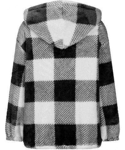 Plaid Shacket Womens, Fuzzy/Flannel Shacket Jacket Long Sleeve Hooded/No Hood Shackets Jacket Fall Fashion Clothes Z1new-blac...