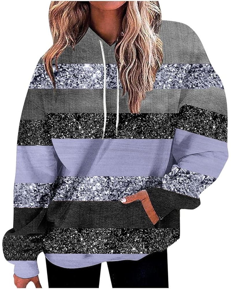 Oversized Hoodies for Women Christmas Color Block Sparkly Sweatshirts Long Sleeve Glitter Hooded Pullover Tops Ladies Clothes...