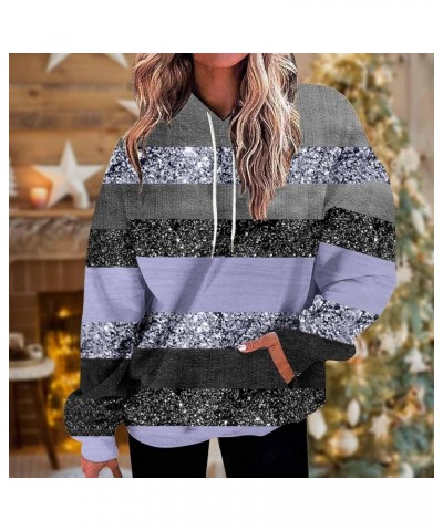 Oversized Hoodies for Women Christmas Color Block Sparkly Sweatshirts Long Sleeve Glitter Hooded Pullover Tops Ladies Clothes...