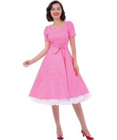 1950s Dresses for Women Vintage Short Sleeve Polka Dots A Line Swing Midi Dress Cocktail Party Evening Prom Gown Bpink $15.19...