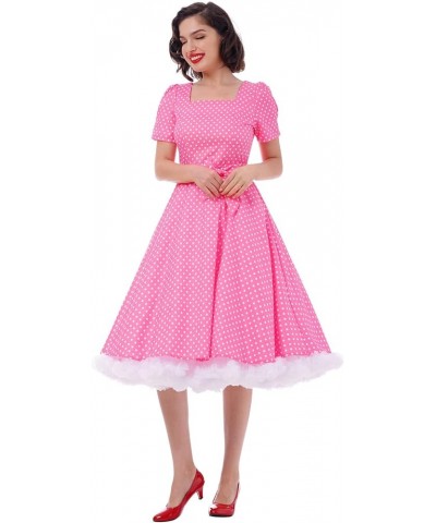 1950s Dresses for Women Vintage Short Sleeve Polka Dots A Line Swing Midi Dress Cocktail Party Evening Prom Gown Bpink $15.19...