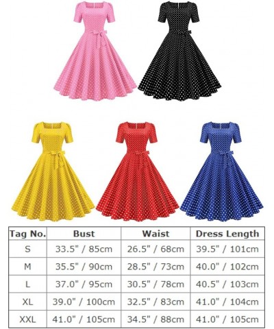 1950s Dresses for Women Vintage Short Sleeve Polka Dots A Line Swing Midi Dress Cocktail Party Evening Prom Gown Bpink $15.19...