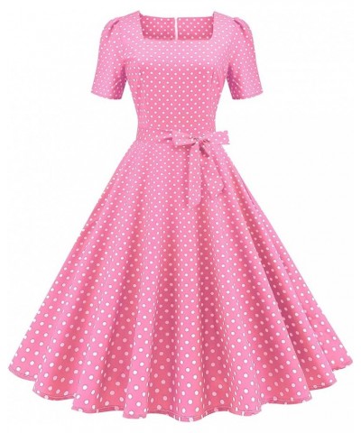 1950s Dresses for Women Vintage Short Sleeve Polka Dots A Line Swing Midi Dress Cocktail Party Evening Prom Gown Bpink $15.19...