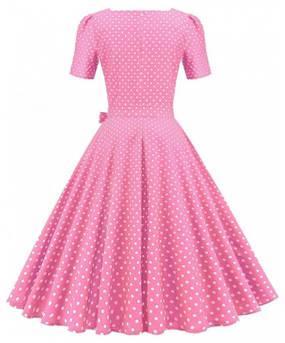 1950s Dresses for Women Vintage Short Sleeve Polka Dots A Line Swing Midi Dress Cocktail Party Evening Prom Gown Bpink $15.19...