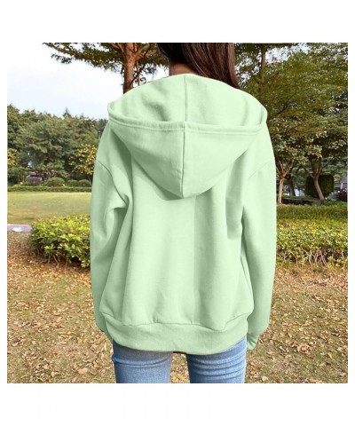 Women's Loose Long Sleeve Zip Up Sweatshirt Solid Color Pullover Hoodies Drawstraing Casual Fashion Sweatshirts 06 Mint Green...