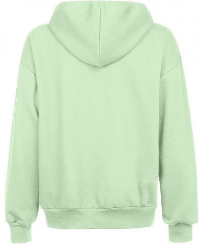 Women's Loose Long Sleeve Zip Up Sweatshirt Solid Color Pullover Hoodies Drawstraing Casual Fashion Sweatshirts 06 Mint Green...