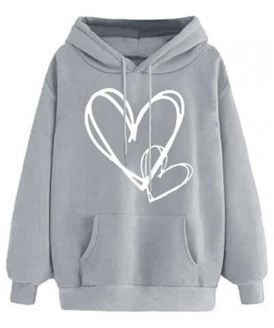 Womens Hoodies Cute Heart Graphic Sweatshirt Fashion Long Sleeve Pullover Teen Girls Soft Casual Tops Fall Outfits A3_gray $4...