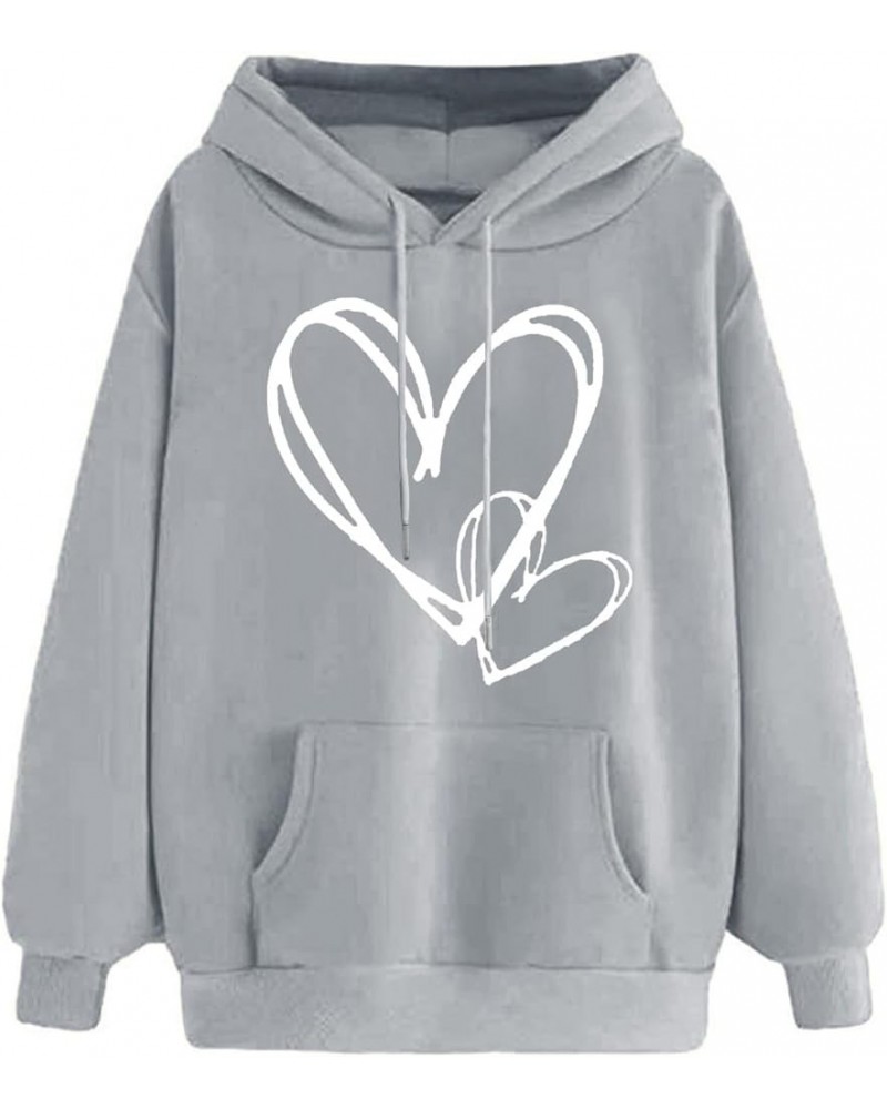 Womens Hoodies Cute Heart Graphic Sweatshirt Fashion Long Sleeve Pullover Teen Girls Soft Casual Tops Fall Outfits A3_gray $4...