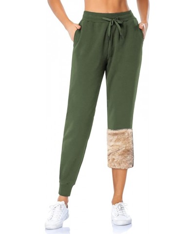 Women's Fleece Lined Joggers Thermal Sweatpants with 2 Pockets Warm Winter Sherpa Pants with Drawstring Fleece Lined, Green $...