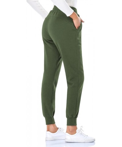 Women's Fleece Lined Joggers Thermal Sweatpants with 2 Pockets Warm Winter Sherpa Pants with Drawstring Fleece Lined, Green $...