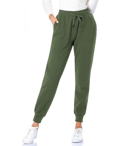 Women's Fleece Lined Joggers Thermal Sweatpants with 2 Pockets Warm Winter Sherpa Pants with Drawstring Fleece Lined, Green $...