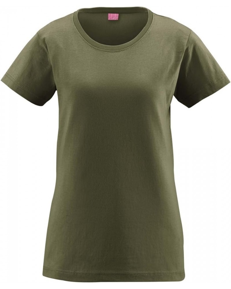 Women 100% Cotton Jersey Crew Neck Short Sleeve Tee (3516) Military Green $7.23 T-Shirts