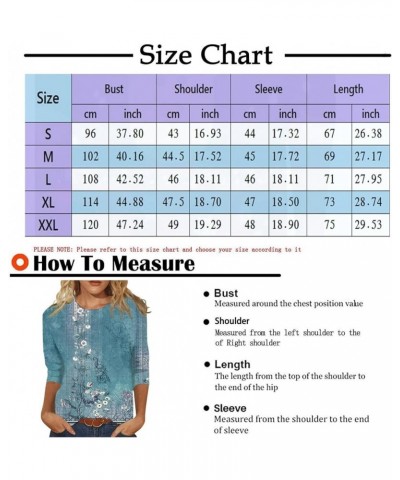 Summer Tops for Women, Womens Tops 3/4 Sleeve Crewneck Cute Shirts Casual Print Trendy Tops Summer T Shirt 1-light Blue $8.87...