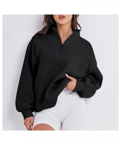 Zip Up Hoodies For Women Oversized Long Sleeve Crop Sweatshirt Quarter Zip Pullover Tops Fall Fashion Clothes 2023 G07-black ...