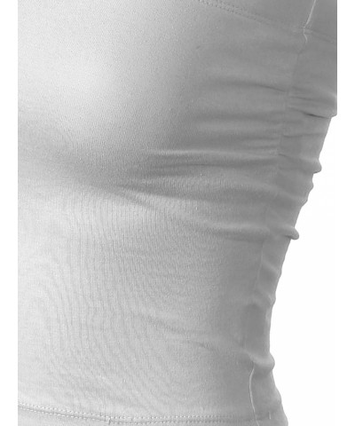 Women's Basic Casual Ruched Side Stretchy Tube Tops White $10.79 Activewear