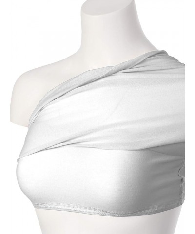 Women's Basic Casual Ruched Side Stretchy Tube Tops White $10.79 Activewear