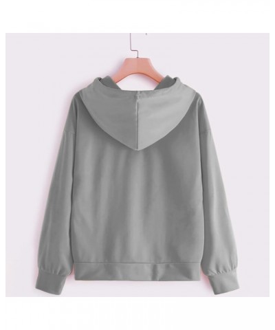 Hoodie For Women Casual Drawstring Heart Print Hoodie Sweatshirt Stylish Loose Fit Casual Cropped Pullover Warm 02 Gray $7.79...