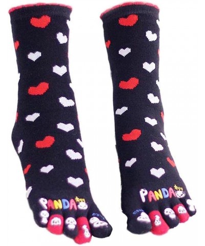 Women's Toe Socks Five Fingers Socks Cute animal pattern socks Funny cartoon Sports Toe socks Black-heart $7.68 Activewear