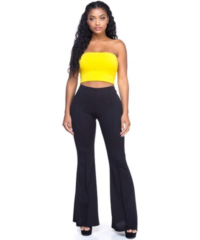 Women's Cotton Double Layered Tube Crop Top Yellow $10.61 Activewear